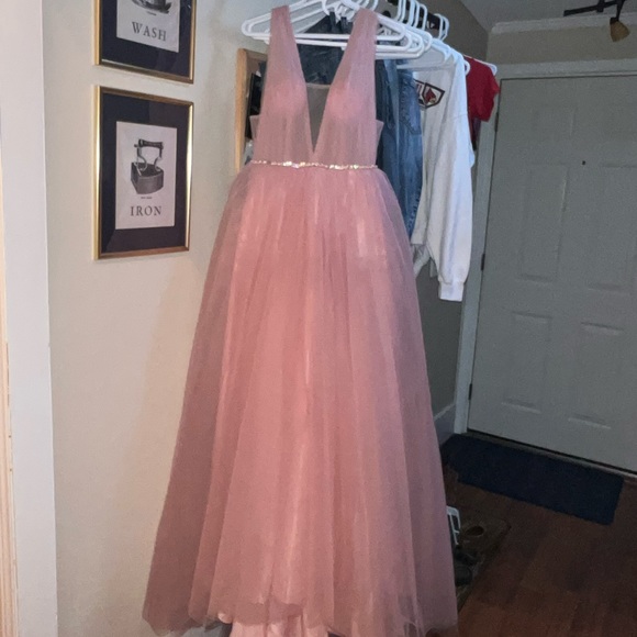 Open Back Tulle Long Evening Dresses Train - Picture 6 of 6